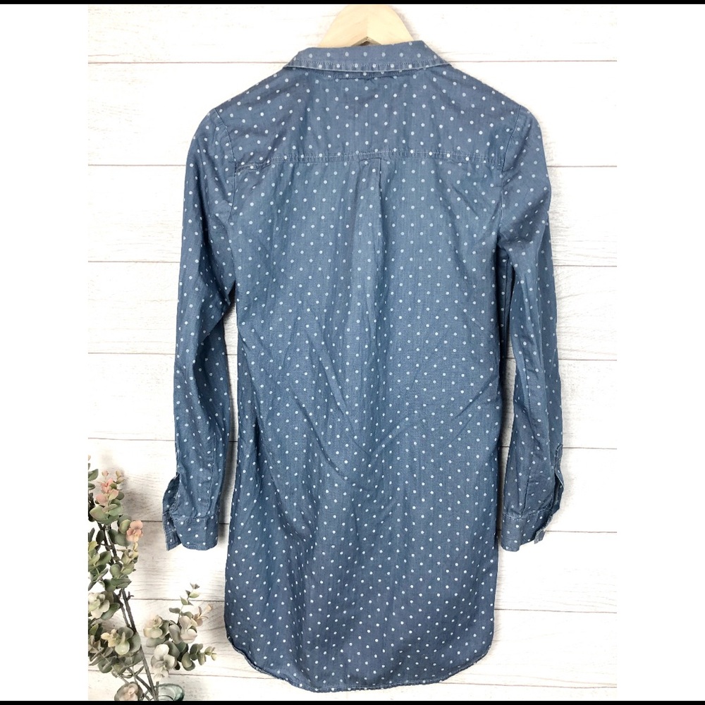 LOFT Jean Polkadot Tired Button Down Cotton Dress - Picture 3 of 8